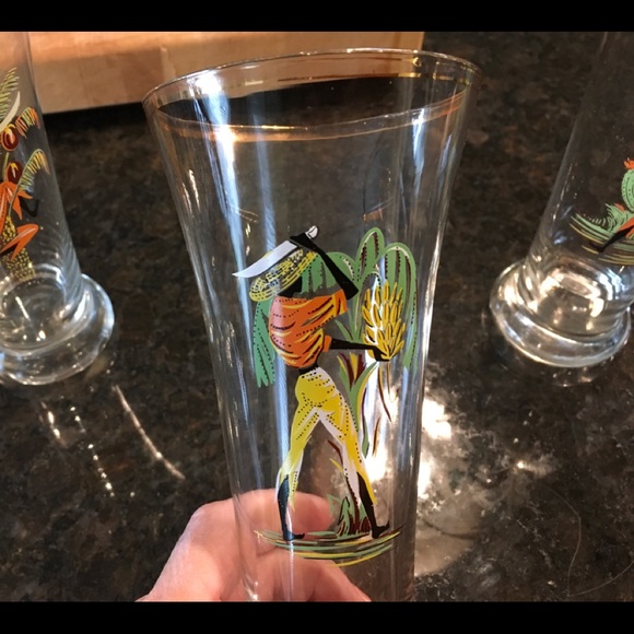 Set of 4 Caribbean vintage glasses. - Picture 4 of 5